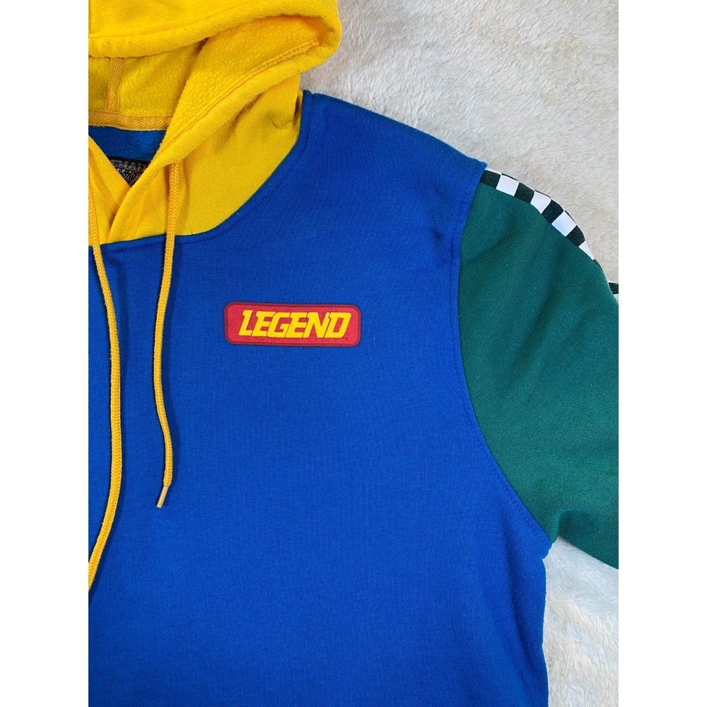 Brooklyn Cloth Legend Color Block Hoodie Sweatshirt Size L Blue Red Green Yellow - Picture 3 of 14